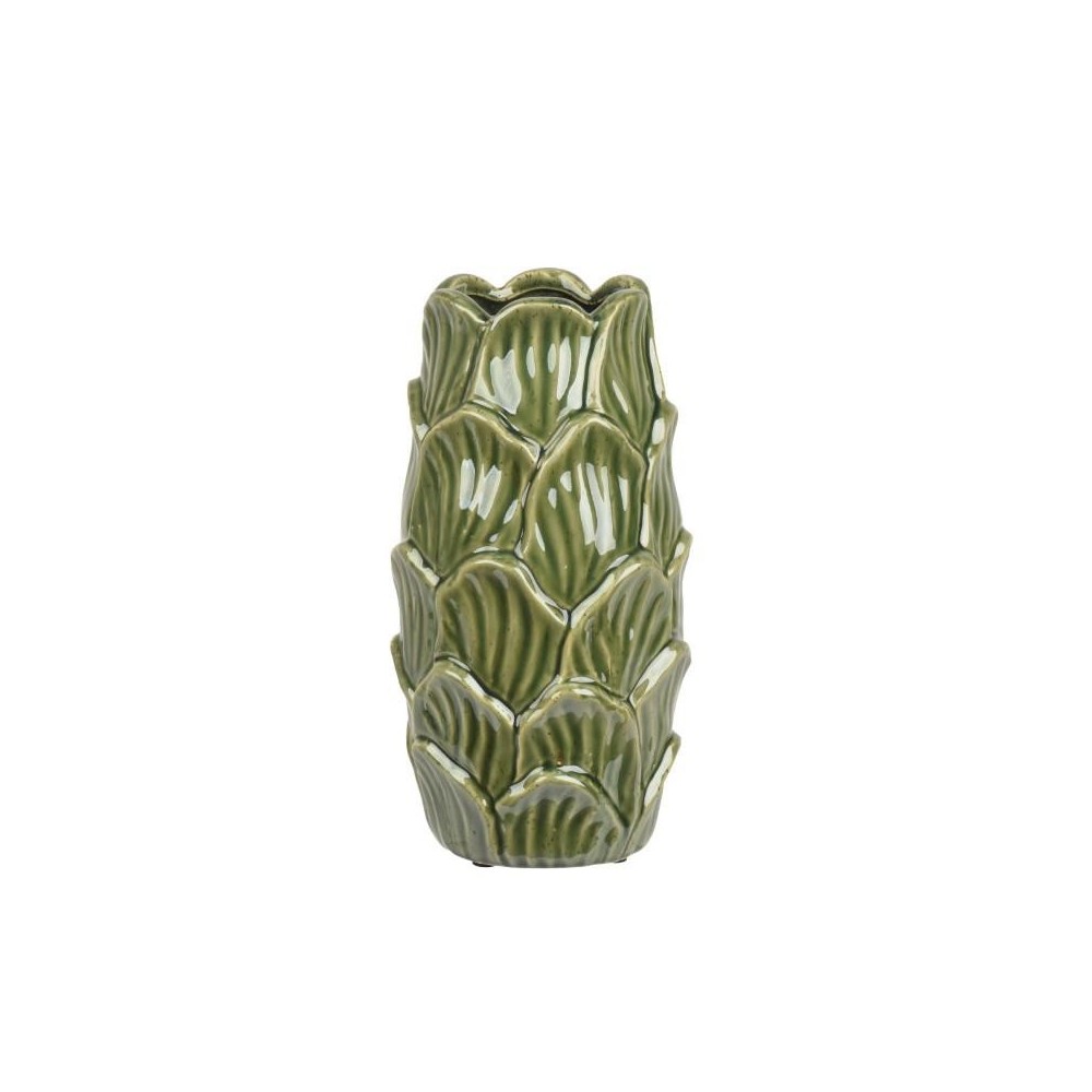 VASO VERDE FOGLIE IN RILIEVO H.37 D.16